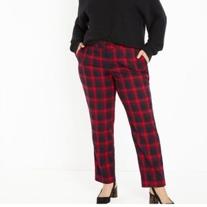 ELOQUII Plaid Red and Black Women's Pants Sz 18